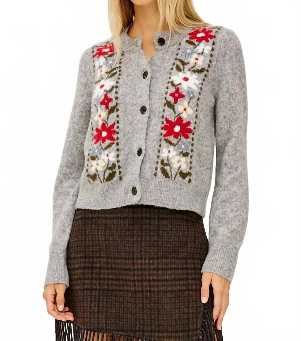 NEW RAILS millie soft cardigan in grey flora